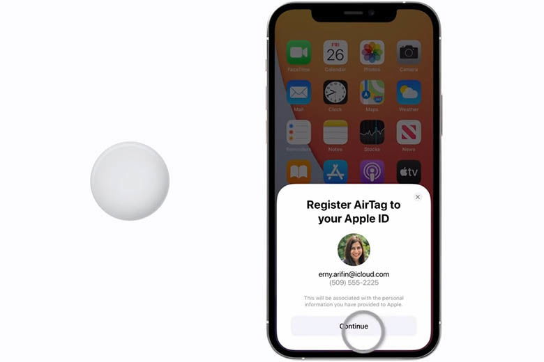 Giao diện kết nối AirTag