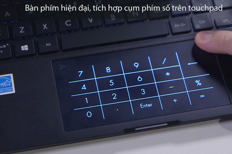 Bàn phím hiện đại, tích hợp cụm phím số trên touchpad