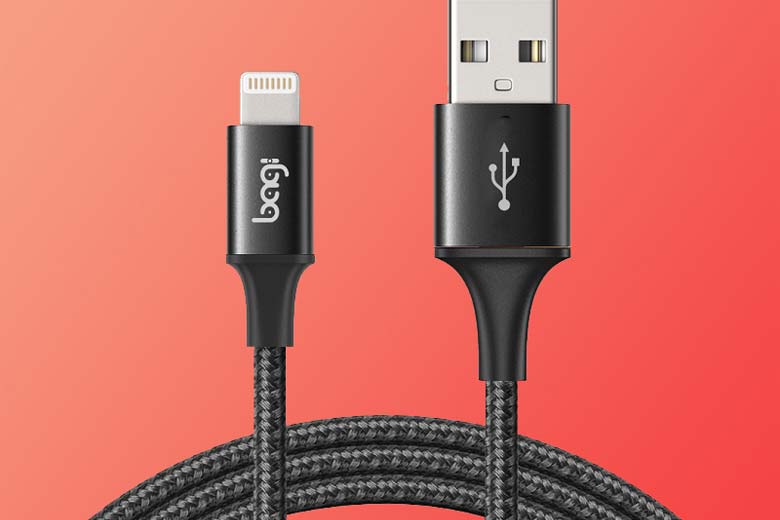 Cáp sạc Bagi USB-A to Lightning (1m) vỏ dù IS120 - Thiết kế an toàn, sạc nhanh chóng