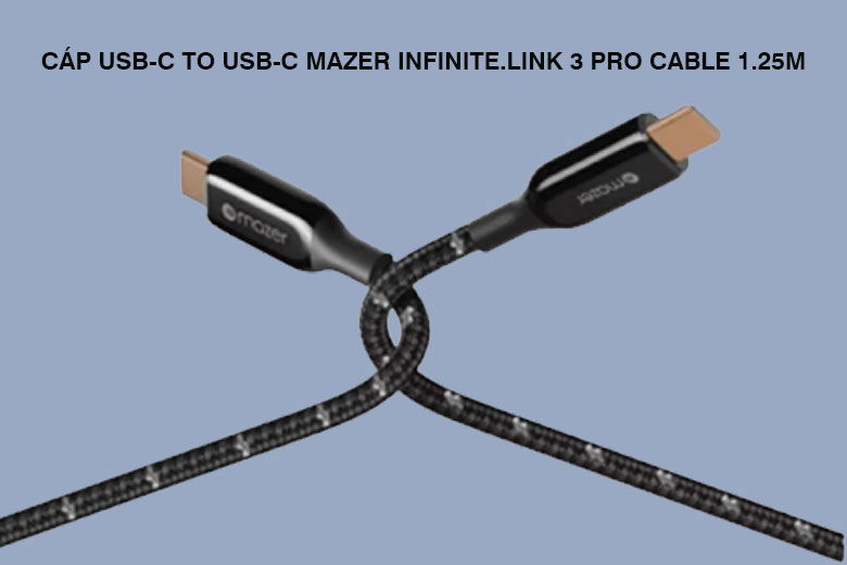 Dây cáp sạc MAZER Infinite.LINK 3 Pro Cable USB-C to C 480Mbps/100W 1.25m - Hỗ trợ sạc nhanh chóng