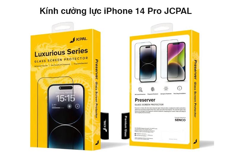 Kính cường lực iPhone 14 Pro JCPAL - Thao tác nhạy bén, bảo vệ đỉnh cao