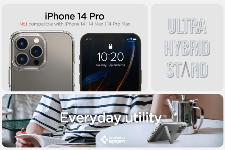 Ốp lưng Spigen iPhone 14 Pro Max Ultra Hybrid S Crystal Clear - Bảo vệ iPhone luôn an toàn