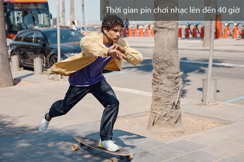 Thời gian pin dài lâu có thể chơi nhạc lên đến 40 giờ