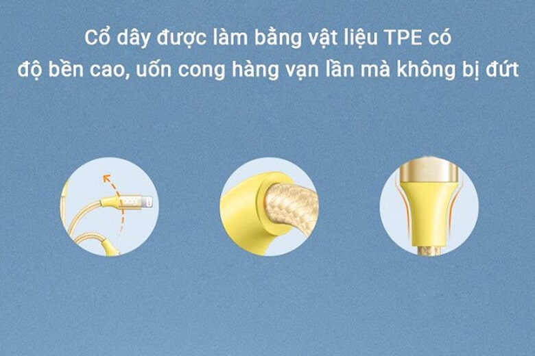 Phần chân cáp cấu tạo từ hợp kim kẽm có độ cứng cao cùng với khả năng chống oxy hóa tuyệt vời, sẽ khó bị biến dạng hay là làm gãy chân sạc