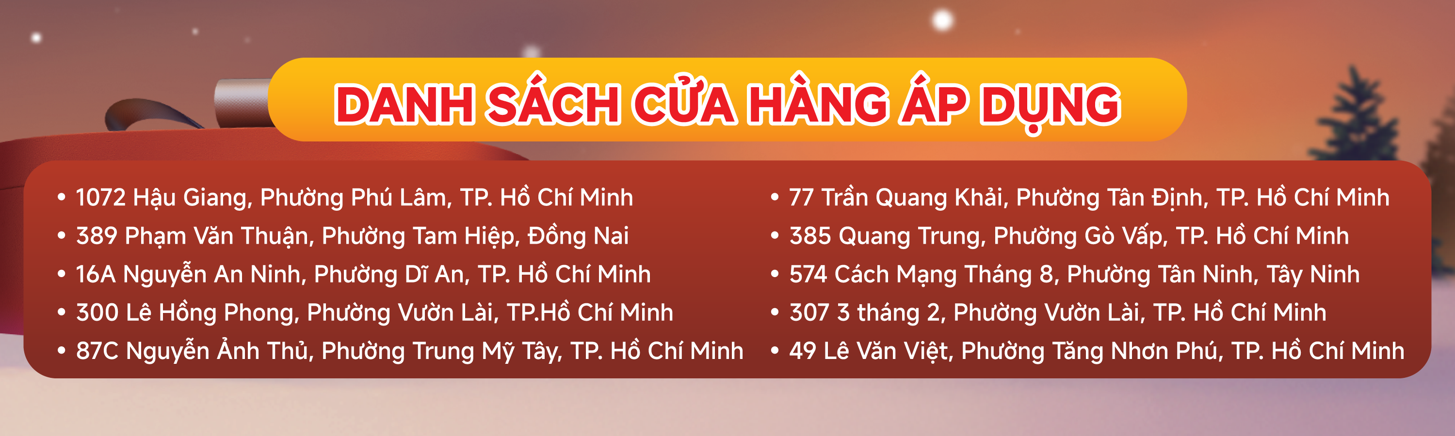 Danh sách cửa hàng