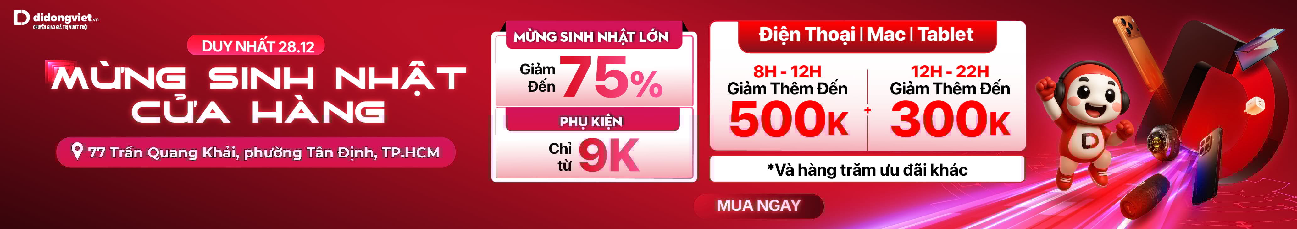 Sinh nhật Cửa hàng Di Động Việt 77 Trần Quang Khải - Ưu đãi lớn