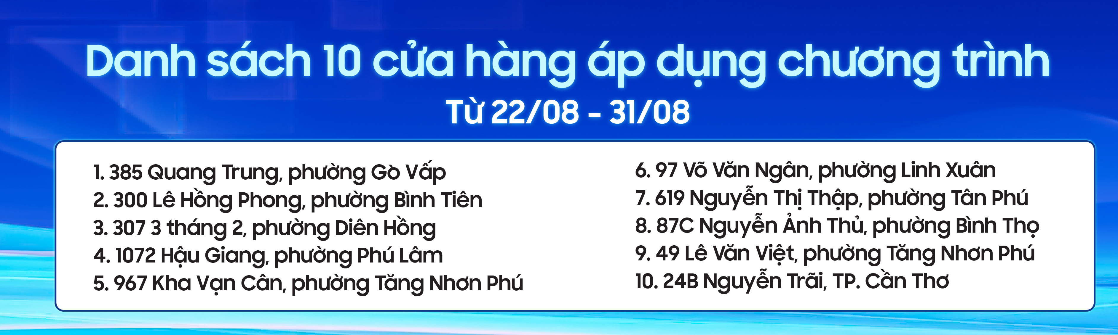 Cửa hàng áp dụng
