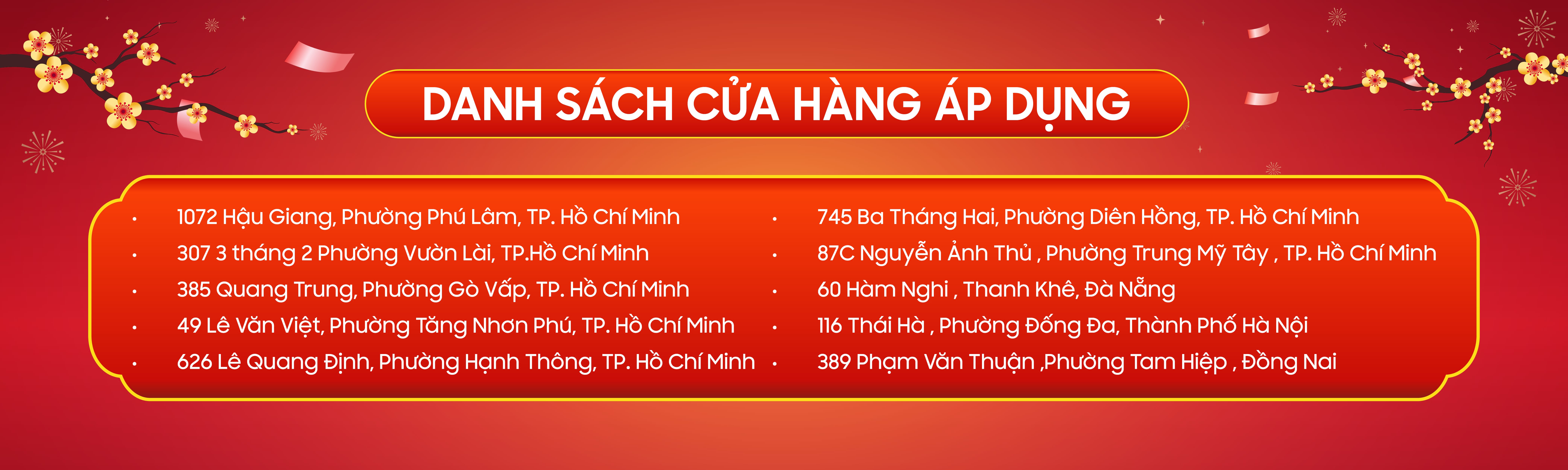 DANH SÁCH CỬA HÀNG