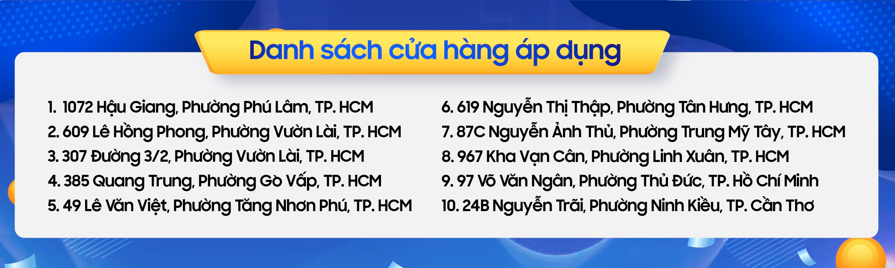 DANH SÁCH CỬA HÀNG