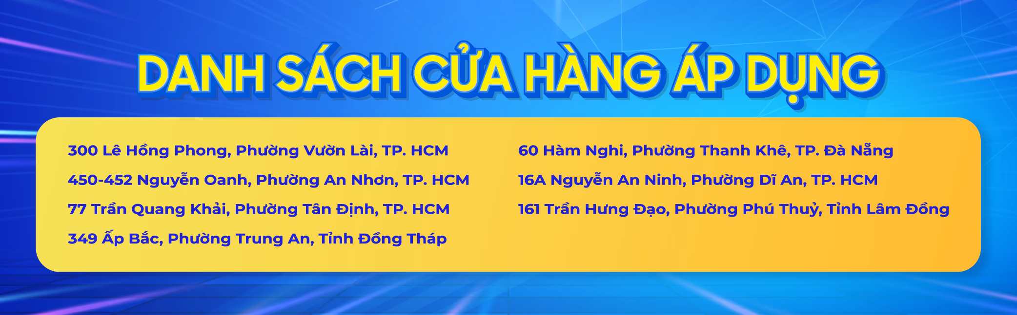 DANH SÁCH CỬA HÀNG