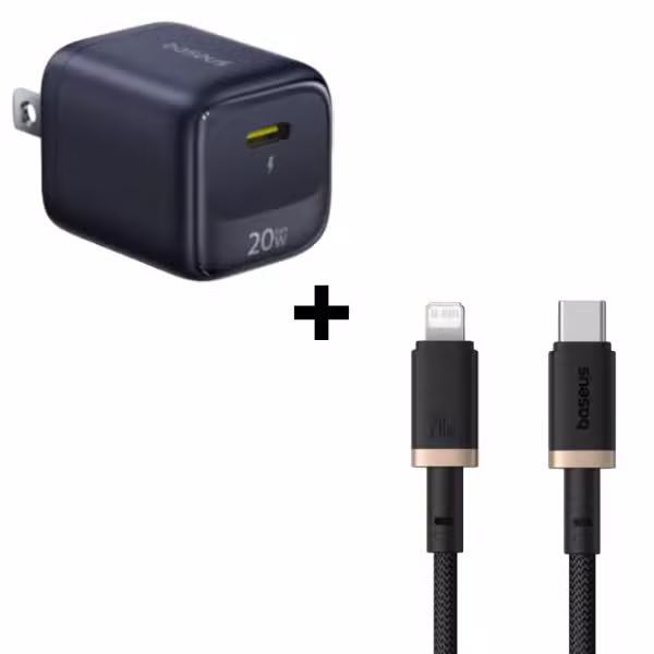 Bộ Combo cáp sạc Baseus 20W USB-C to Lightning (FN22 + Cáp vàng đen)