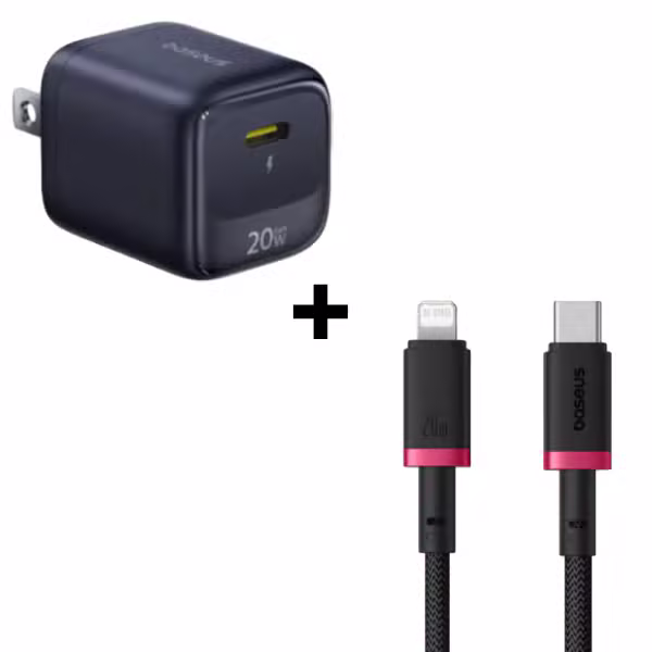 Bộ Combo cáp sạc Baseus 20W USB-C to Lightning (FN22 + Cáp đỏ đen)