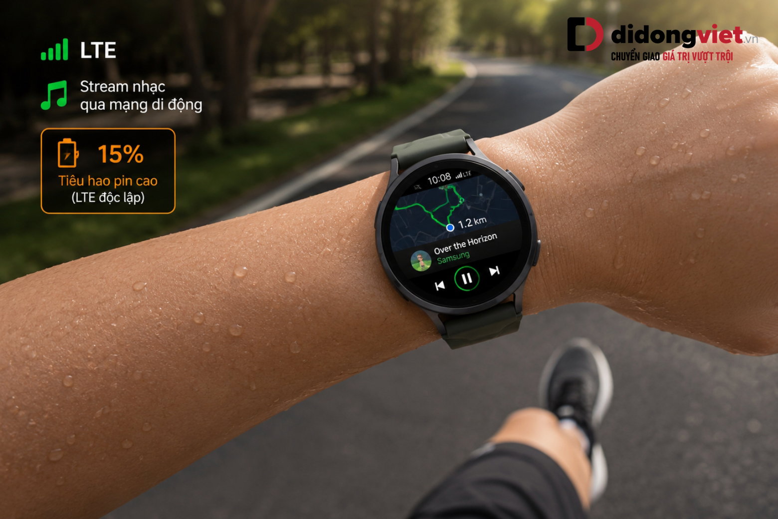 ùng Galaxy Watch9 bản LTE độc lập tốn pin thế nào? Thực tế chạy bộ, bật GPS và stream nhạc!