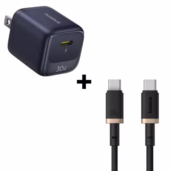Bộ Combo cáp sạc Baseus 30W USB-C to USB-C (FN22 + Cáp vàng đen)