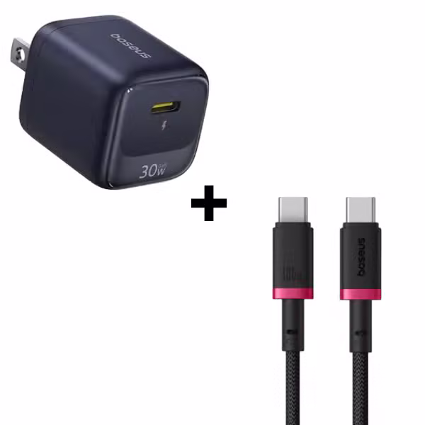 Bộ Combo cáp sạc Baseus 30W USB-C to USB-C (FN22 + Cáp đỏ đen) - ảnh 1