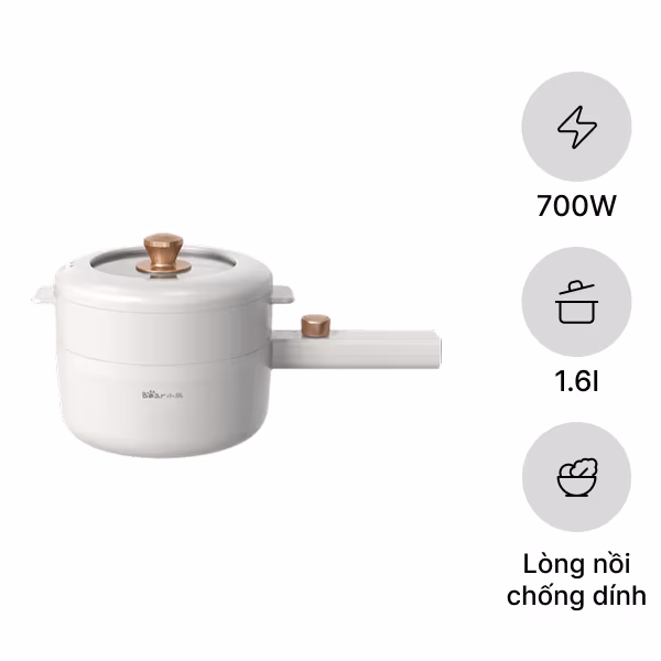 Nồi lẩu điện mini 1.6L đa năng Bear DRG-P16M2 - ảnh 8