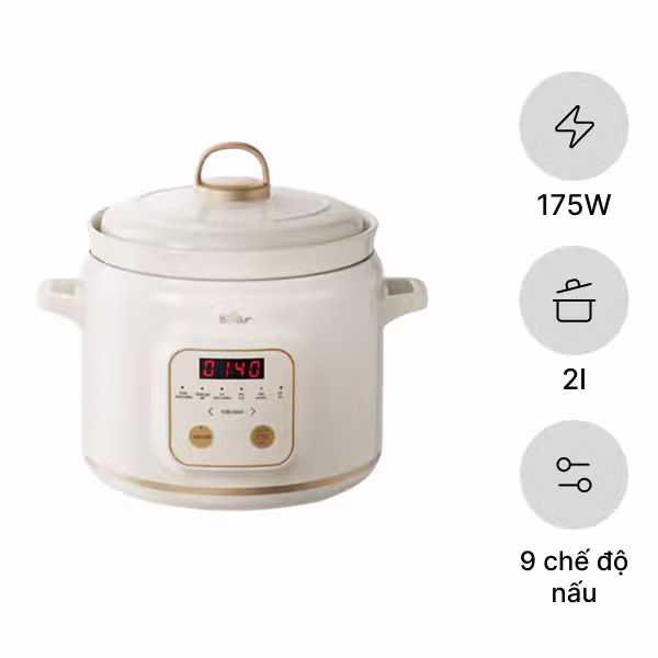 Nồi nấu chậm 2L 175W Bear SC-4H20Q (DDG-E20M1)