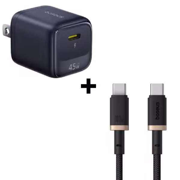 Bộ Combo cáp sạc Baseus 45W USB-C to USB-C (FN22 + Cáp vàng đen)