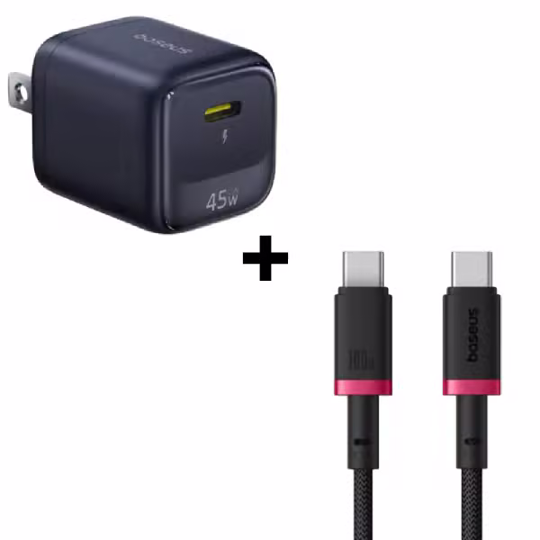 Bộ Combo cáp sạc Baseus 45W USB-C to USB-C (FN22 + Cáp vàng đen) - ảnh 1