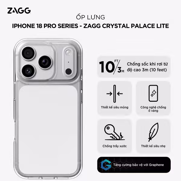 Ốp lưng iPhone 18 Pro ZAGG Crystal Palace Lite - ảnh 2