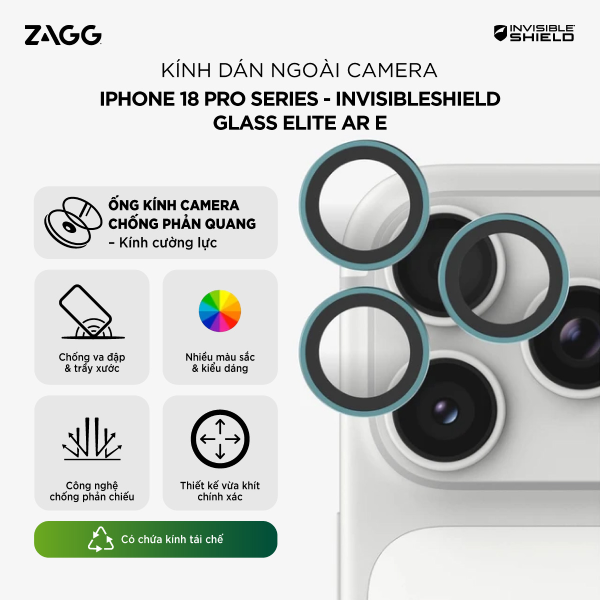 Kính cường lực Camera iPhone 18 Pro/18 Pro Max InvisibleShield Elite AR E - ảnh 2