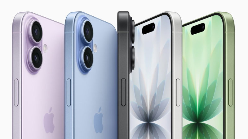 Năm màu iPhone 17 gồm Đen, Trắng, Xanh Lam Khói, Xanh Lá Xô Thơm và Tím Oải Hương