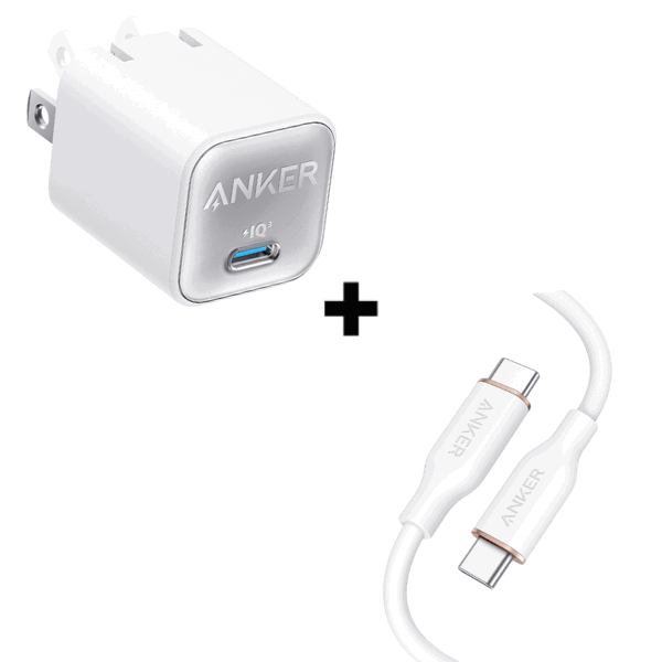 Bộ Combo cáp sạc Anker 30W Type-C to C A2147 0.9m màu trắng