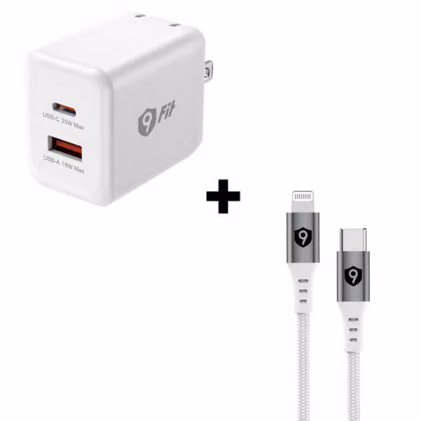 Bộ Combo cáp sạc 9Fit 35W Type-C to Lightning màu trắng - ảnh 1
