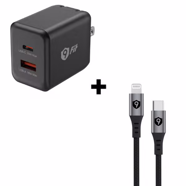 Bộ Combo cáp sạc 9Fit 35W Type-C to Lightning màu đen - ảnh 1