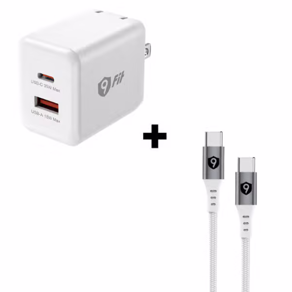 Bộ Combo cáp sạc 9Fit 35W Type-C to Type-C màu trắng