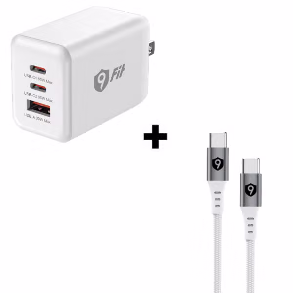 Bộ Combo cáp sạc 9Fit 65W Type-C to Type-C màu trắng - ảnh 1