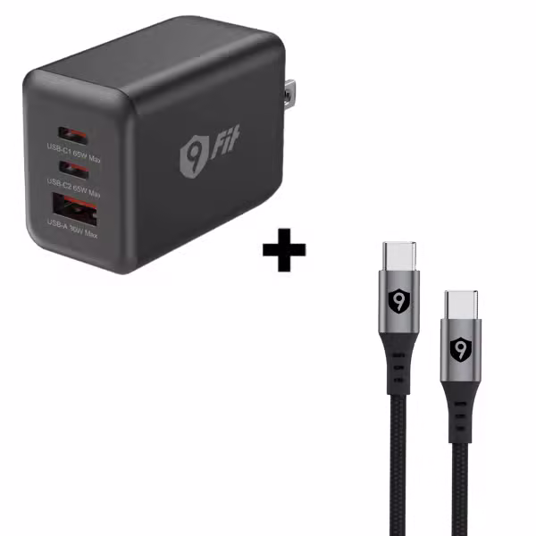 Bộ Combo cáp sạc 9Fit 65W Type-C to Type-C màu đen - ảnh 1
