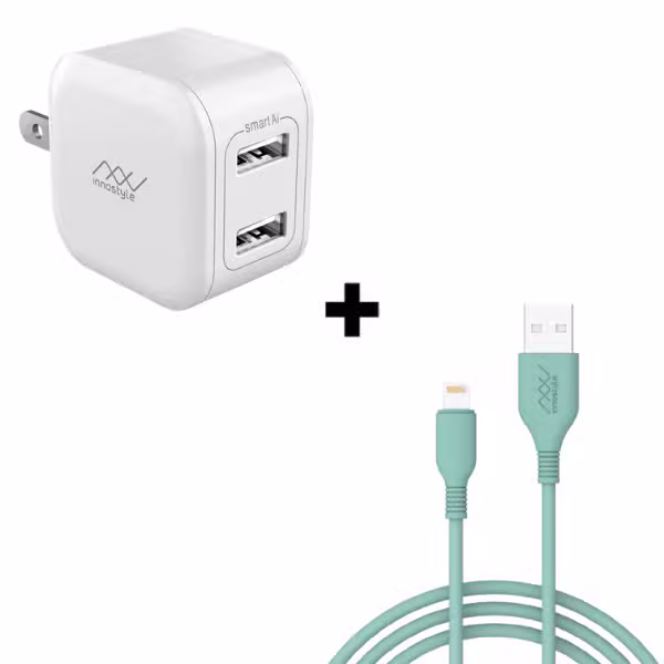 Bộ Combo cáp sạc Innostyle 12W Lightning màu xanh lá - ảnh 1