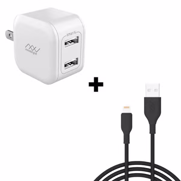 Bộ Combo cáp sạc Innostyle 12W Lightning màu đen