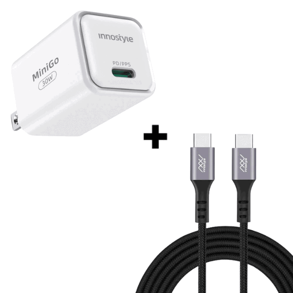 Bộ Combo cáp sạc Innostyle 30W C-C màu đen