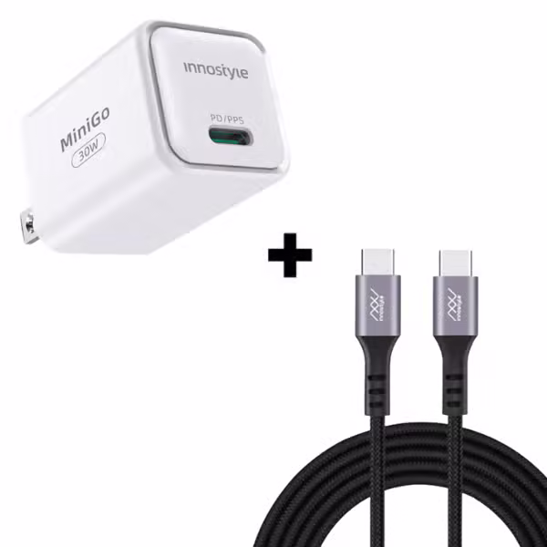 Bộ Combo cáp sạc Innostyle 30W C-C màu đen - ảnh 1