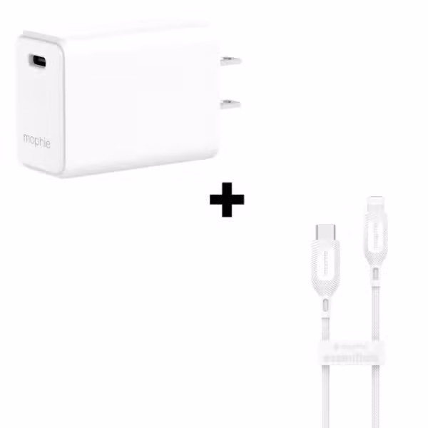 Bộ Combo cáp sạc Mophie Essential 30W Type-C to Lightning màu trắng - ảnh 1