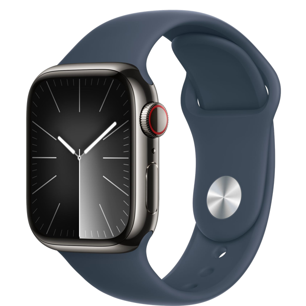 Apple Watch Series 9 45mm (LTE) Viền thép không gỉ - Dây cao su size S/M