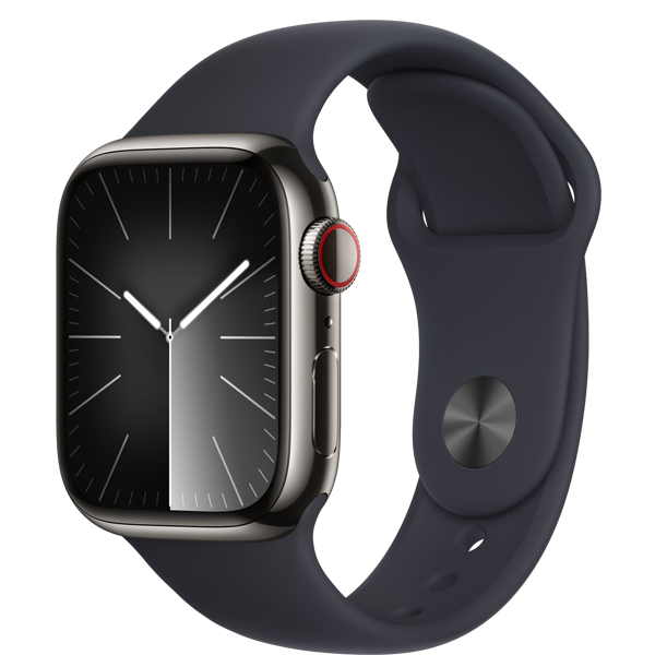 Apple Watch Series 9 45mm (LTE) Viền thép không gỉ - Dây cao su size S/M
