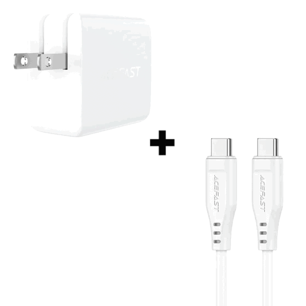Bộ Combo cáp sạc ACEFAST 65W Type-C to Type-C màu trắng