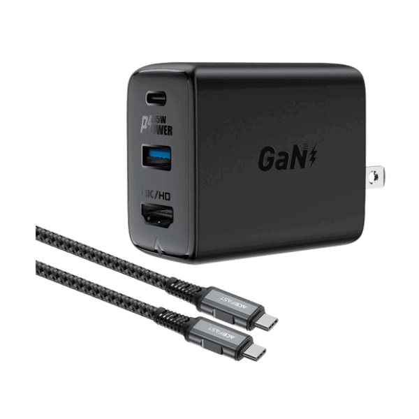 Bộ sạc Acefast GaN 65W cổng USB-C + USB-A + Hub (US) A19