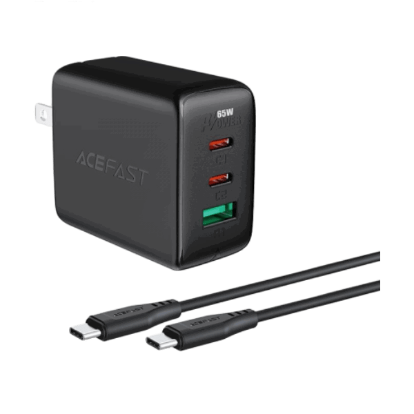 Bộ sạc Acefast PD3.0 65W 3 cổng USB-C + USB-C + USB-A (US) A15