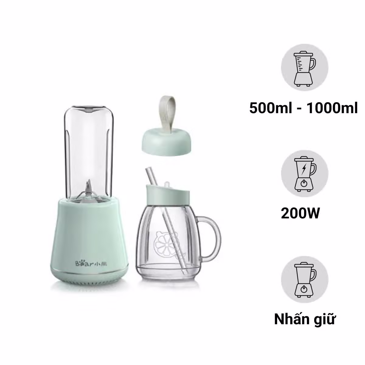 Máy xay sinh tố cầm tay 600ml Bear LLJ-D04A1 - ảnh 1