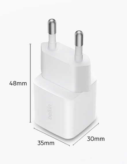 Adapter sạc nhanh 25W USB-C PD3.1 Wall Charger màu trắng Belkin