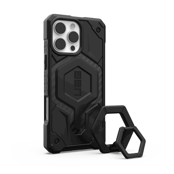Ốp lưng iPhone 16 Pro Max UAG Monarch Pro Carbon Fiber + Black Ring Stand