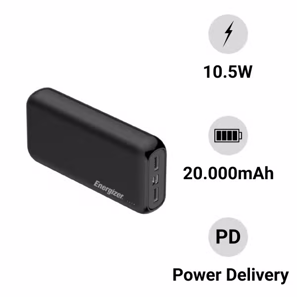 Pin sạc dự phòng Energizer 20.000mAh /3.7V Li-Polymer UE20010BK