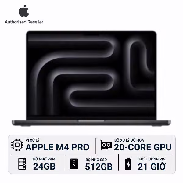 MacBook Pro 2024 16-inch M4 Pro 14‑Core CPU | 20‑Core GPU 24GB/512GB Chính Hãng - ảnh 1