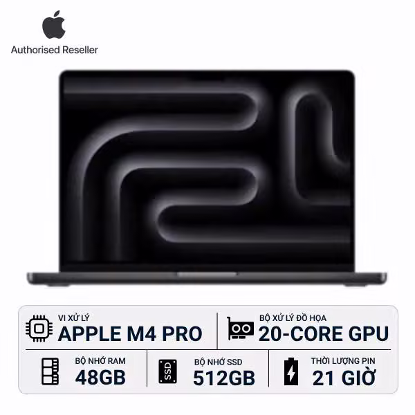 MacBook Pro 2024 16-inch M4 Pro 14‑Core CPU | 20‑Core GPU 48GB/512GB Chính Hãng - ảnh 1