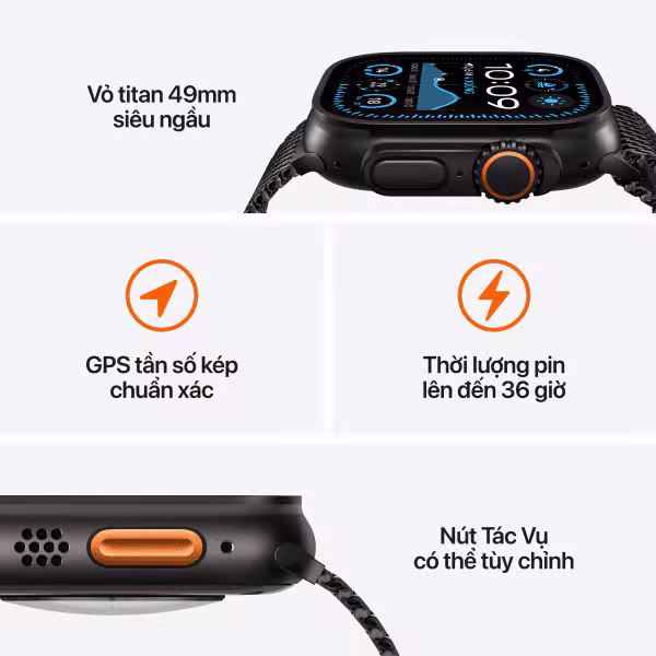 Apple Watch Ultra 2 (2024) 49mm (LTE) Viền Titan - Dây Alpine size M - ảnh 3