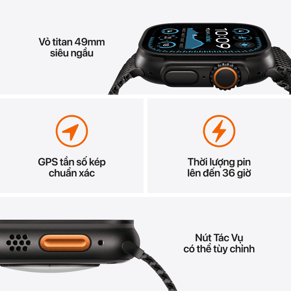 Apple Watch Ultra 2 (2024) 49mm (LTE) Viền Titan - Dây Alpine size M